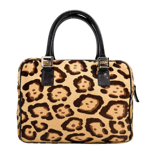 Brown Leaopard Print Pony Hair Hand Bag