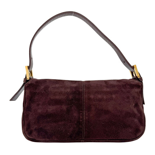 Baguette Brown Suede Shoulder Bag