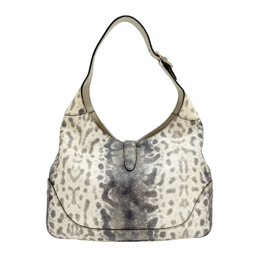 Jackie White Python Embossed Leather Shoulder Bag