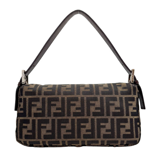 Zucca Baguette Brown Canvas Shoulder Bag