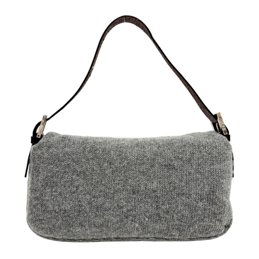 Baguette Grey Wool Shoulder Bag