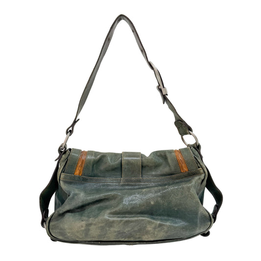 Gaucho Green Calfskin Leather Shoulder Bag