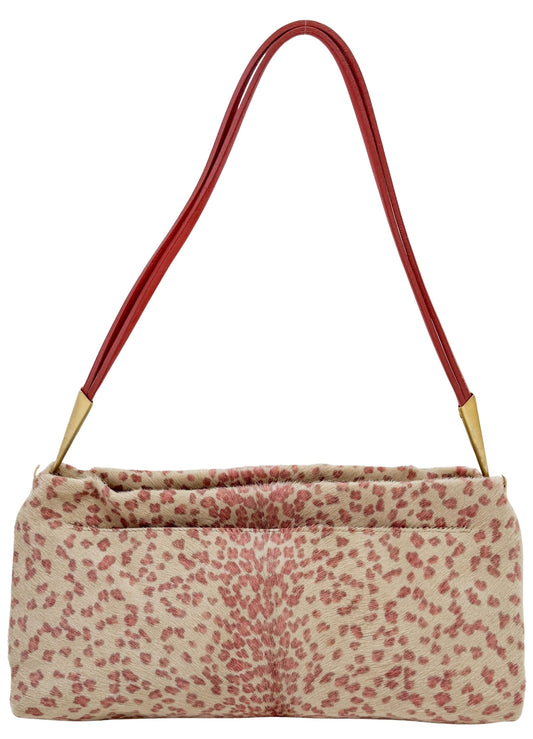 Pink Cheetah Print Pony Hair Shoulder Bag
