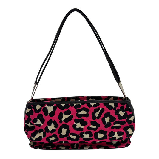 Pink Leopard Print Cotton Shoulder Bag