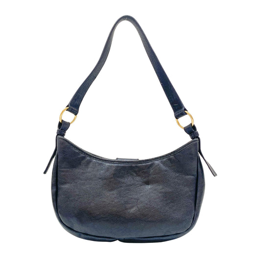 Black Leather with Gold Studs Shoulder Bag