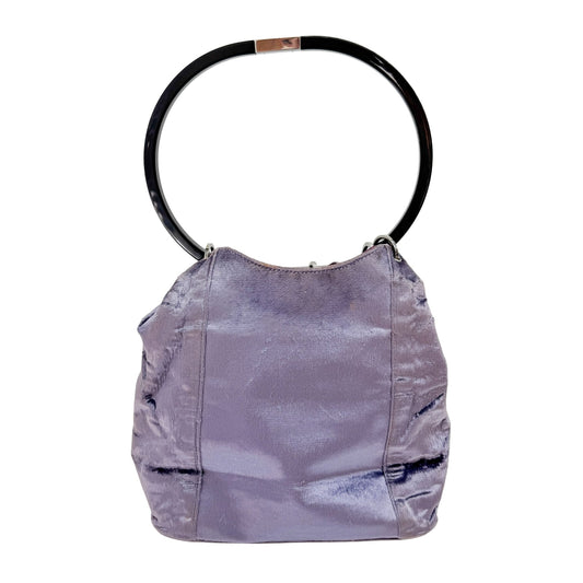 Metal Handle Purple Velvet Shoulder Bag