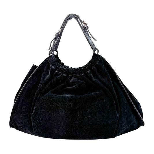 Black Suede Handle Bag