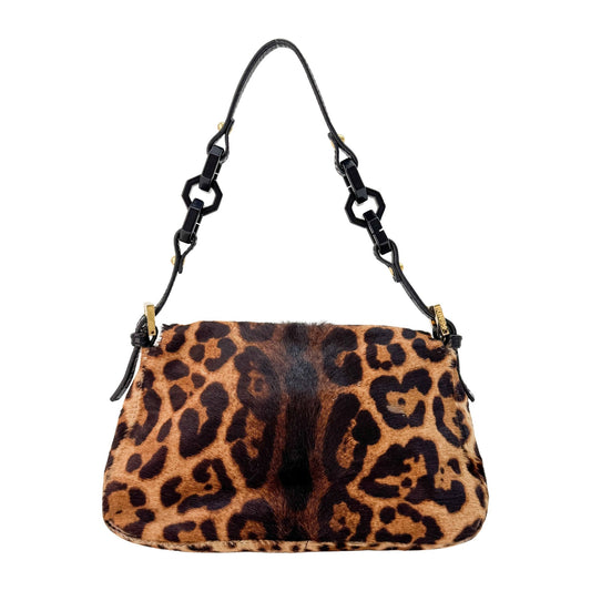 Mini Mamma Baguette Brown Leopard Pony Hair Shoulder Bag