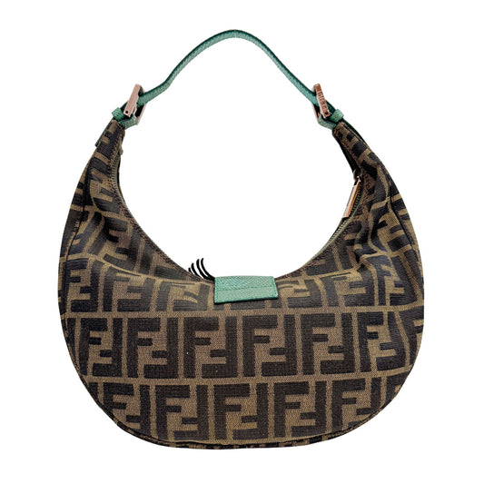 Croissant Brown Canvas Shoulder Bag