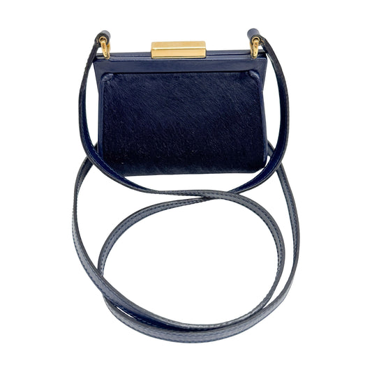 Mini Black Pony Hair Clutch Shoulder Bag