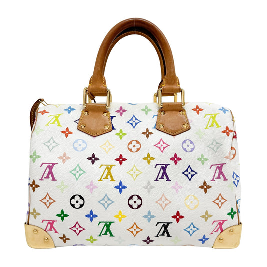 Speedy White Canvas Hand Bag