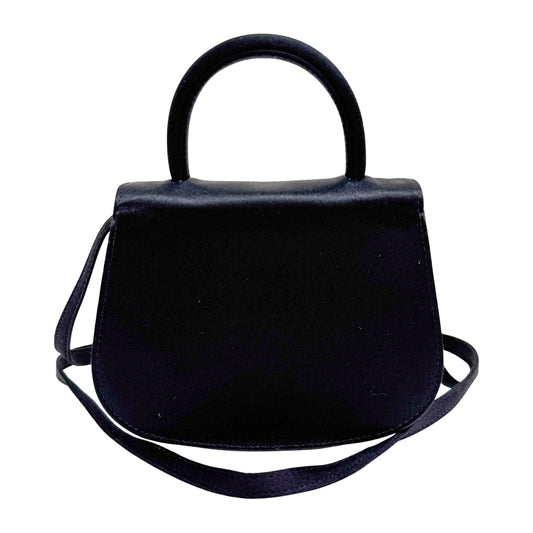 Horsebit Black Satin Two Way Bag