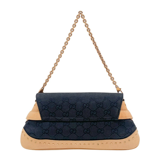 GG Horsebit Black Canvas Chain Shoulder Bag