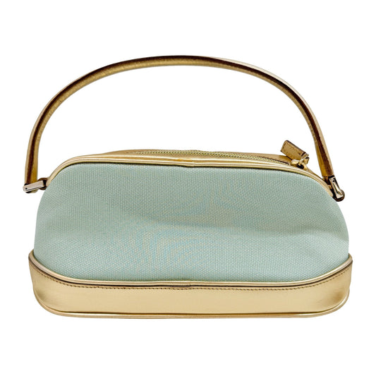 Light Green and Gold Canvas Pochette Pouch