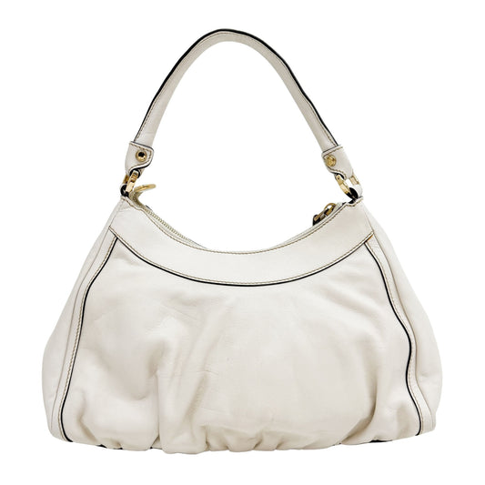 Abbey White Leather Shoulder Bag