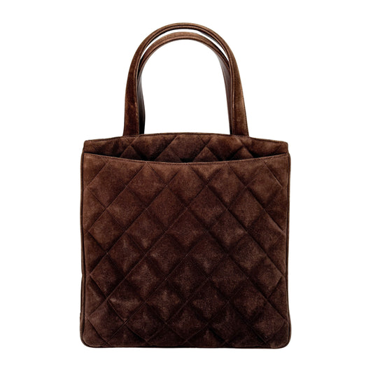 Matelassé Brown Suede Handbag