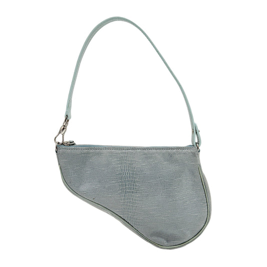 Saddle Blue Snake Print Leather Shoulder Bag