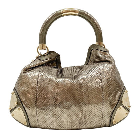 Indy Metallic Python Embossed Leather Hobo Bag