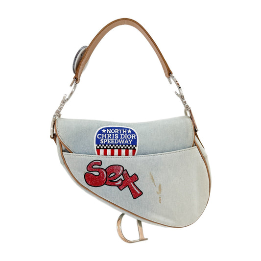 Miss Diorella Saddle Patches Blue Denim Shoulder Bag