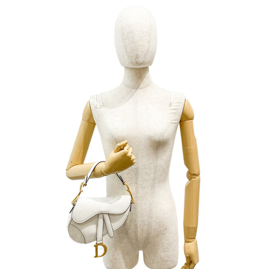 Mini Saddle White Leather Hand Bag