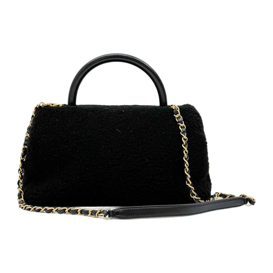 Classic Flap Black Wool Two Way Bag