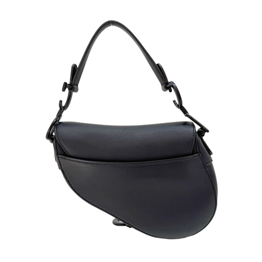 Saddle Black Leather Shoulder Bag