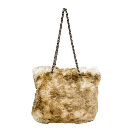 Beige Faux Fur Tote Bag