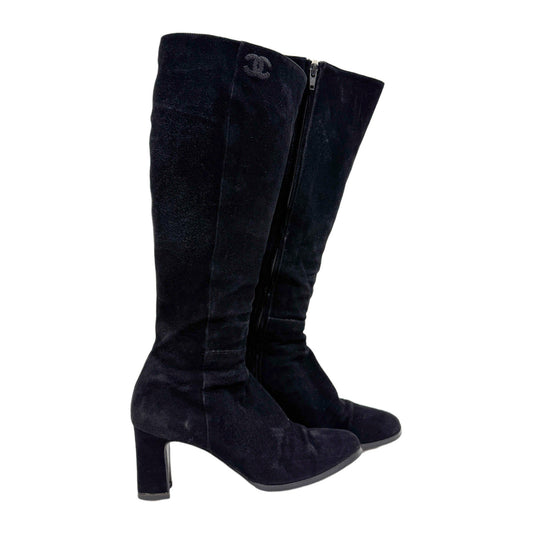 Size 37 Black Suede Long Boots