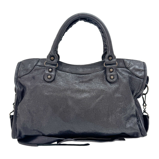 The City Black Calfskin Leather Two Way Bag