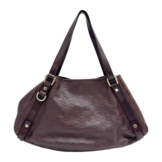 Abbey Brown GG Canvas Leather Shoulder Bag