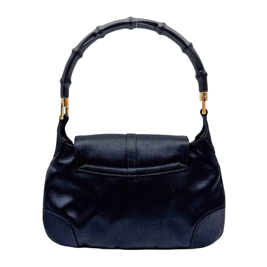 Bamboo Black Satin Hand Bag