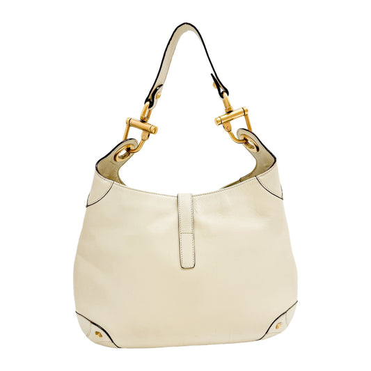New Jackie White Leather Shoulder Bag