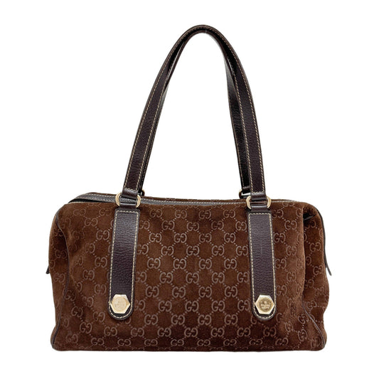 GG Brown Suede Shoulder Bag