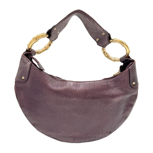 Burgundy Metall Leather Shoulder Bag