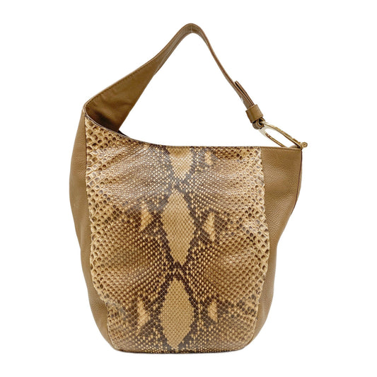 Greenwich Brown Python Embossed Leather Hobo Bag