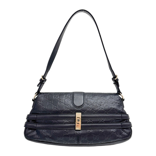 GG Horsebit Black Leather Shoulder Bag