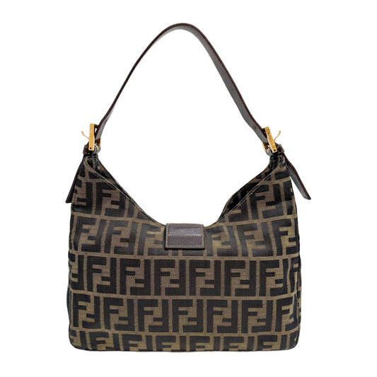 Mamma Baguette Brown Zucca Canvas Shoulder Bag