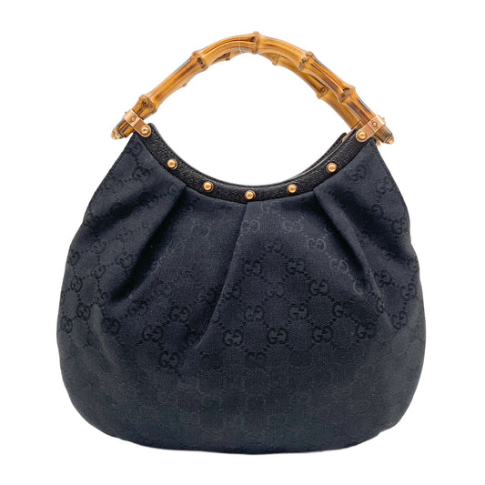 Bamboo Black GG Canvas Hand Bag