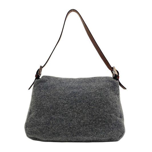 Mamma Baguette Grey Wool Shoulder Bag