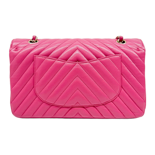 Chevron Pink Leather Shoulder Bag