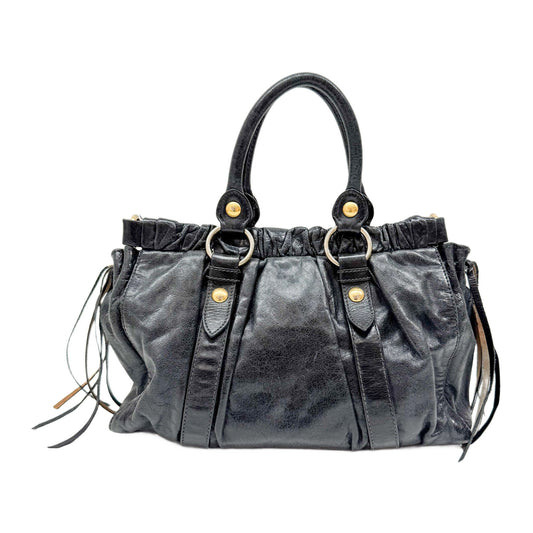 Vitello Black Leather Two Way Bag