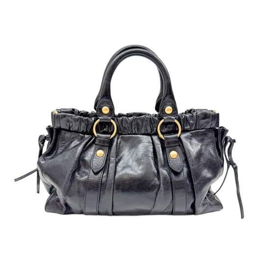 Vitello Black Leather Two Way Bag