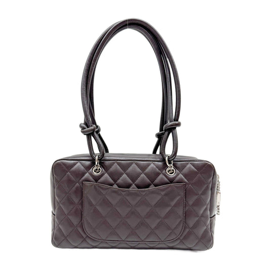 Cambon Brown Quilted Lambskin Shoulder Bag