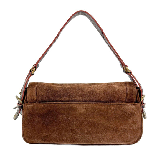 Anagram Brown Suede Shoulder Bag