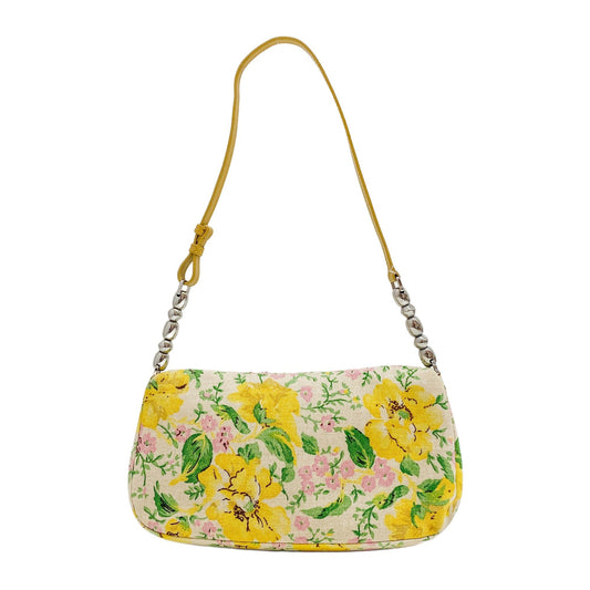 Malice Pearl Emboidery Multi-Color Floral Canvas Shoulder Bag