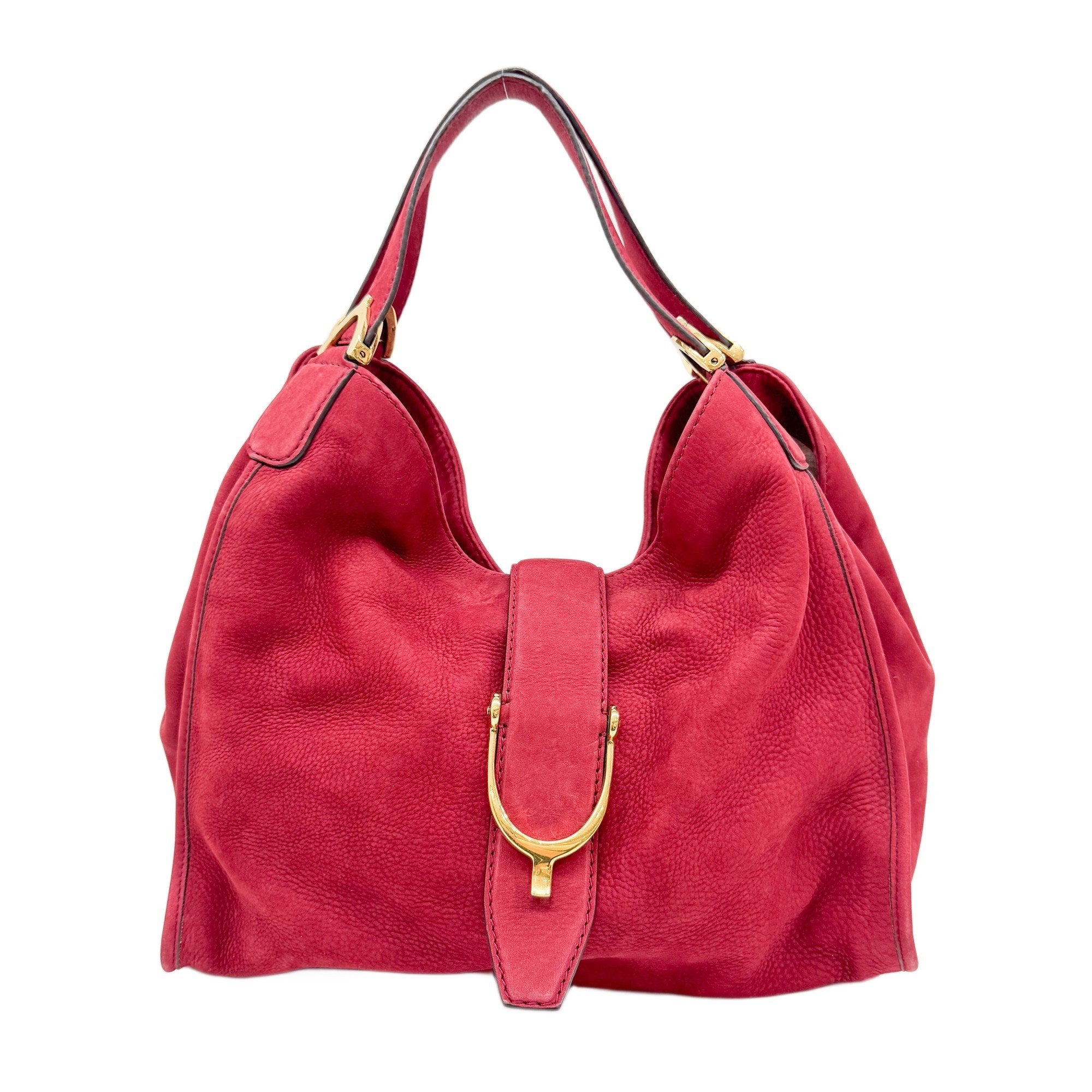 Stirrup Red Nubuck Leather Shoulder Bag