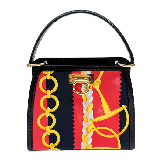 Gancini Multicolor Scarf Canvas Hand Bag