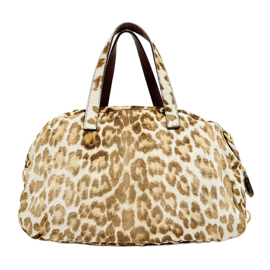 Brown Leopard Print Pony Hair Hand Bag