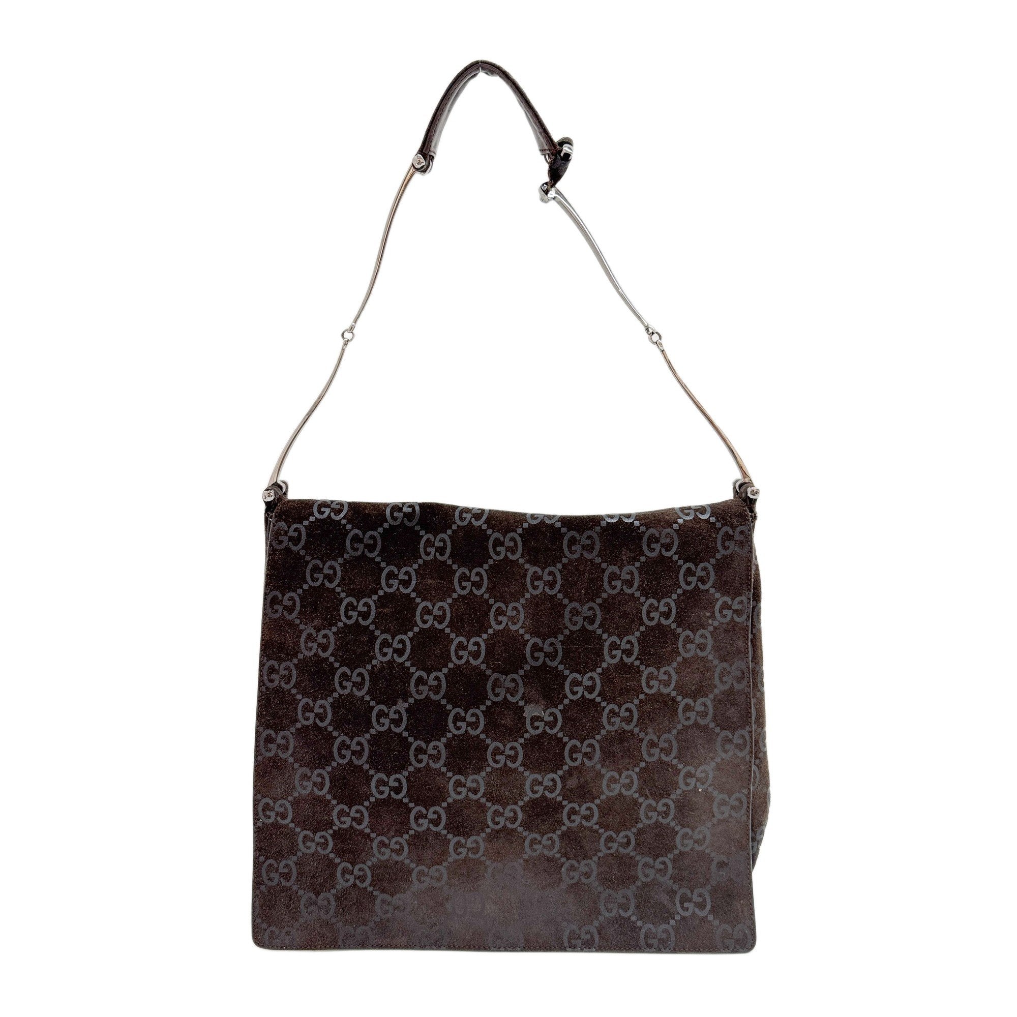 Brown GG Canvas Suede Hobo Bag