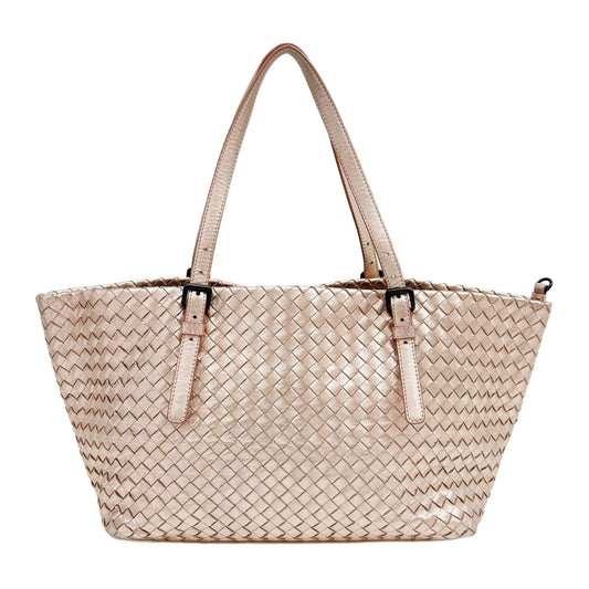 Intreciatto Metallic Rose Gold Leather Shoulder Bag